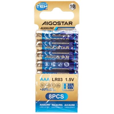 Aigostar Modèle LR03 - Piles alcalines AAA - Pack de 8 - Publicité Aigostar Modèle LR03 - Piles alcalines AAA - Pack de 8 - Publicité