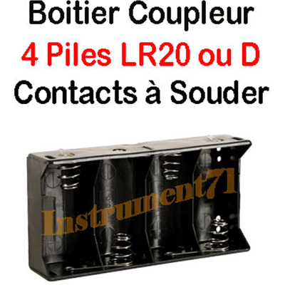 Boitier Coupleur Pour 4 Piles 1,5 Volt R20 Avec Contacts À Souder - Publicité Boitier Coupleur Pour 4 Piles 1,5 Volt R20 Avec Contacts À Souder - Publicité