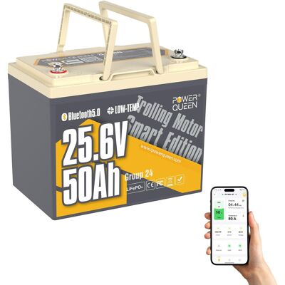 Powerqueen 24v 50ah Batterie Lifepo4 Télécommande Bluetooth5.0 Protection Basse Température - Publicité Powerqueen 24v 50ah Batterie Lifepo4 Télécommande Bluetooth5.0 Protection Basse Température - Publicité