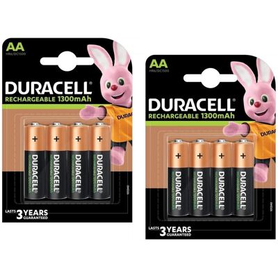 Duracell Modèle - Piles rechargeables NiMH - 2 packs de 4 - Publicité Duracell Modèle - Piles rechargeables NiMH - 2 packs de 4 - Publicité