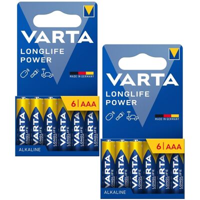 12 Piles Alcalines Aaa Lr03 Varta Longlife Power 1,5 V - Publicité 12 Piles Alcalines Aaa Lr03 Varta Longlife Power 1,5 V - Publicité