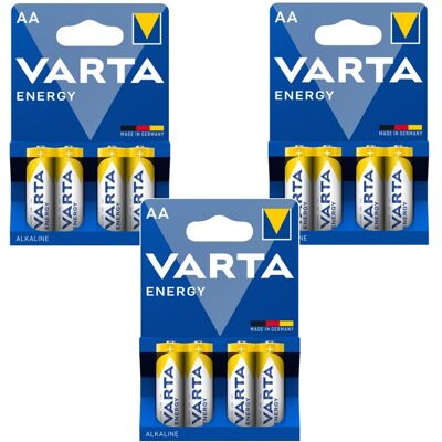 12 Piles Alcalines Aa R06 1,5 V Varta Energy - Publicité 12 Piles Alcalines Aa R06 1,5 V Varta Energy - Publicité