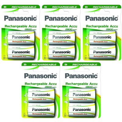 Lot Panasonic de 5 packs 2 piles rechargeables D - Publicité Lot Panasonic de 5 packs 2 piles rechargeables D - Publicité