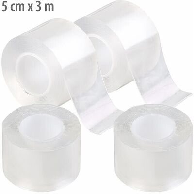 4 Rubans Adhésifs Acryliques Double Face Transparents 5 Cm X 3 M - Agt - Publicité 4 Rubans Adhésifs Acryliques Double Face Transparents 5 Cm X 3 M - Agt - Publicité
