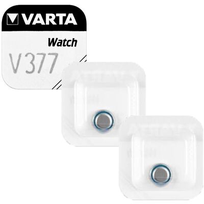 2 Piles Bouton V377 (Sr66) 1,55v - Varta - Publicité 2 Piles Bouton V377 (Sr66) 1,55v - Varta - Publicité