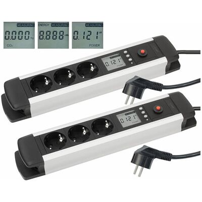 2 Multiprises 3 Prises Avec Wattmètre Et Écran Lcd - Revolt - Publicité 2 Multiprises 3 Prises Avec Wattmètre Et Écran Lcd - Revolt - Publicité
