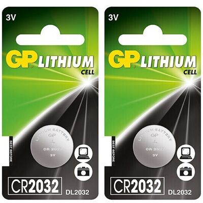 2 Piles Bouton Cr2032 (Dl2032) Lithium 3v - Gp - Publicité 2 Piles Bouton Cr2032 (Dl2032) Lithium 3v - Gp - Publicité