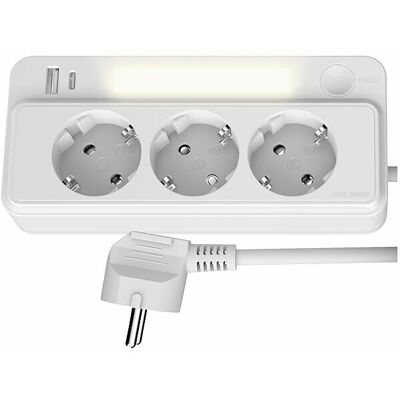 Revolt Multiprise 3 prises Avec Ports De Charge Usb-A / Usb-C 20 W Et Veilleuse - Revo - Publicité Revolt Multiprise 3 prises Avec Ports De Charge Usb-A / Usb-C 20 W Et Veilleuse - Revo - Publicité