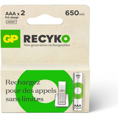 2 Accus Aaa 650 Mah Recyko+ Pro - Gp - Publicité 2 Accus Aaa 650 Mah Recyko+ Pro - Gp - Publicité