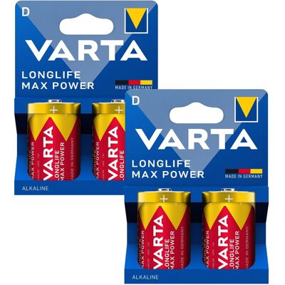 Varta Longlife Max Power D 1,5v - Lot De 2 Piles Alcalines Lr20 R20 (D) - Publicité Varta Longlife Max Power D 1,5v - Lot De 2 Piles Alcalines Lr20 R20 (D) - Publicité
