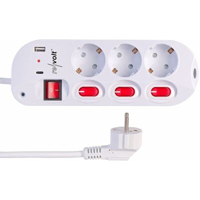 Multiprise 3 Prises Avec Interrupteurs Et 2 Ports Usb - Revolt - Publicité Multiprise 3 Prises Avec Interrupteurs Et 2 Ports Usb - Revolt - Publicité
