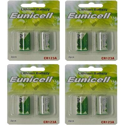 Envoi Avec Suivi Eunicell 8 Piles Au Lithium Cr123a (4 Paquets De 2 Piles) 3v - Publicité Envoi Avec Suivi Eunicell 8 Piles Au Lithium Cr123a (4 Paquets De 2 Piles) 3v - Publicité