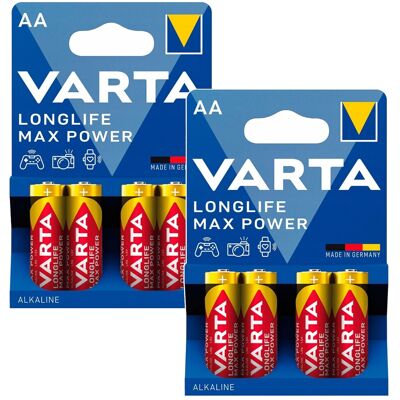 8 Piles Alcalines Varta Longlife Max Power R-06 Lr06 Aa 1,5 V - Publicité 8 Piles Alcalines Varta Longlife Max Power R-06 Lr06 Aa 1,5 V - Publicité