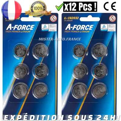 A-Force Pile bouton au lithium CR2032 - Haute puissance - 3V - Normes UE - Publicité A-Force Pile bouton au lithium CR2032 - Haute puissance - 3V - Normes UE - Publicité