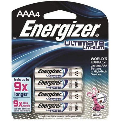 Energizer Piles Alcalines Ultimate Lithium Aaa, 4 Pièces - Publicité Energizer Piles Alcalines Ultimate Lithium Aaa, 4 Pièces - Publicité