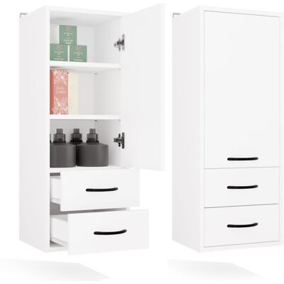 Sans Marque Meuble De Salle De Bain Suspendu Blanc Nina W1d2s, 3 Étagères, 2 Tiroirs - Publicité Sans Marque Meuble De Salle De Bain Suspendu Blanc Nina W1d2s, 3 Étagères, 2 Tiroirs - Publicité