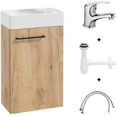 Deftrans Meuble Sous-Vasque Suspendu 40, Chêne Artisanal, Robinet Compact Chromé - Publicité Deftrans Meuble Sous-Vasque Suspendu 40, Chêne Artisanal, Robinet Compact Chromé - Publicité
