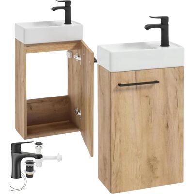 Deftrans Meuble De Salle De Bain Suspendu Avec Vasque En Chêne Massif 60x40 Et Robinet No - Publicité Deftrans Meuble De Salle De Bain Suspendu Avec Vasque En Chêne Massif 60x40 Et Robinet No - Publicité
