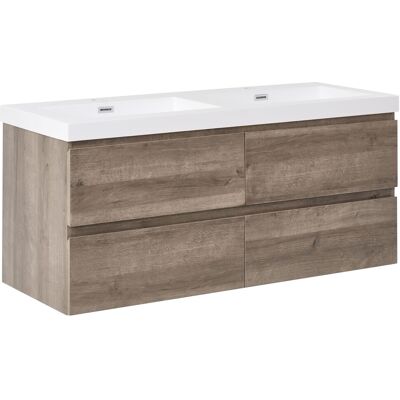 Beliani Meuble Double Vasque Mural De Salle De Bain Façade 120x46cm Avec 4 Tiroirs Taupe - Publicité Beliani Meuble Double Vasque Mural De Salle De Bain Façade 120x46cm Avec 4 Tiroirs Taupe - Publicité