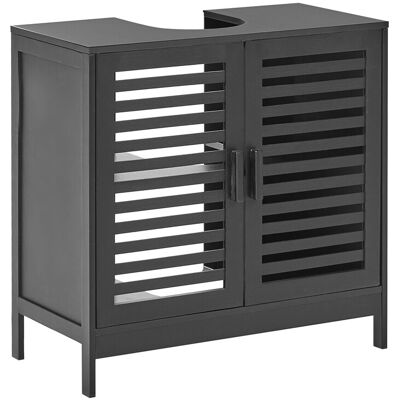 Beliani Meuble De Lavabo En Bambou Minimaliste Rangement De Salle De Bain Bois Noir Miss - Publicité Beliani Meuble De Lavabo En Bambou Minimaliste Rangement De Salle De Bain Bois Noir Miss - Publicité