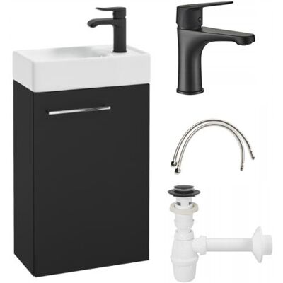 Deftrans Meuble De Salle De Bains Suspendu Avec Vasque Noire De 40 Cm Et Robinet Noir De - Publicité Deftrans Meuble De Salle De Bains Suspendu Avec Vasque Noire De 40 Cm Et Robinet Noir De - Publicité