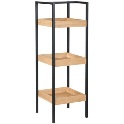 Beliani Étagère De Salle De Bain À 3 Étages En Bambou Structure En Acier Marron Clair - Publicité Beliani Étagère De Salle De Bain À 3 Étages En Bambou Structure En Acier Marron Clair - Publicité