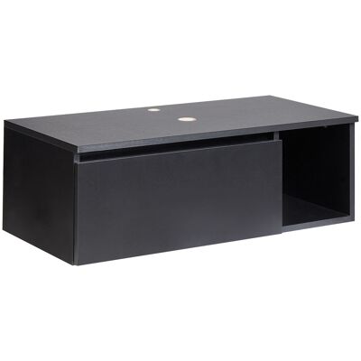 Beliani Meuble De Lavabo Suspendu Façade Cannelée Avec 2 Étagères 80 X 40 Cm Noir - Publicité Beliani Meuble De Lavabo Suspendu Façade Cannelée Avec 2 Étagères 80 X 40 Cm Noir - Publicité