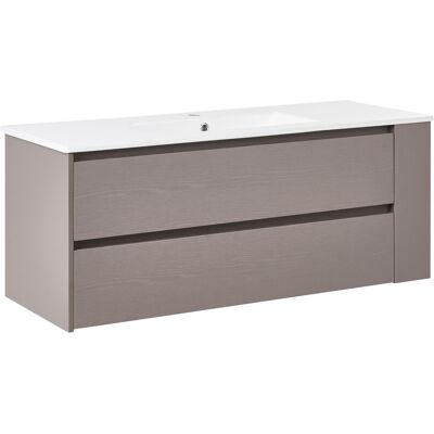 Beliani Meuble Sous-Vasque Avec Lavabo Mural Armoire De Salle De Bain 120 Cm Taupe - Publicité Beliani Meuble Sous-Vasque Avec Lavabo Mural Armoire De Salle De Bain 120 Cm Taupe - Publicité