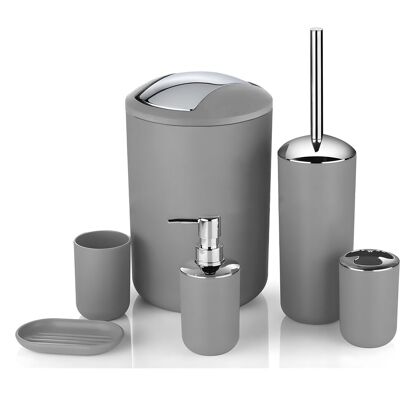Sans Marque Ensemble De Salle De Bain Flores 6 Pièces, Gris - Publicité Sans Marque Ensemble De Salle De Bain Flores 6 Pièces, Gris - Publicité
