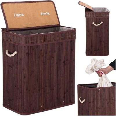 Sans Marque Panier À Linge En Bambou Avec Couvercle 100l Wengé - Publicité Sans Marque Panier À Linge En Bambou Avec Couvercle 100l Wengé - Publicité
