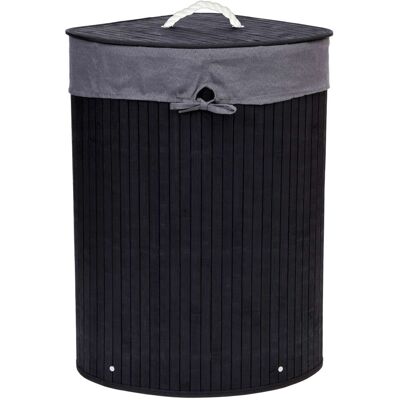 Gockowiak Panier À Linge D'Angle En Bambou Avec Couvercle, Noir - Publicité Gockowiak Panier À Linge D'Angle En Bambou Avec Couvercle, Noir - Publicité