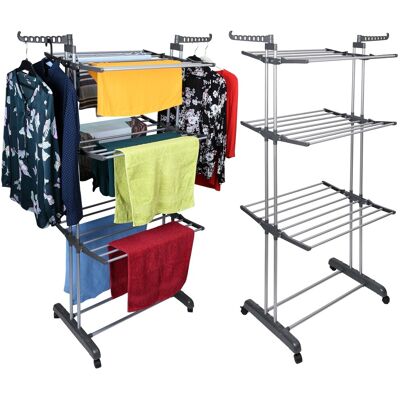Gockowiak Étendoir À Linge Pliable Gris Sonora Sur Roulettes - Publicité Gockowiak Étendoir À Linge Pliable Gris Sonora Sur Roulettes - Publicité