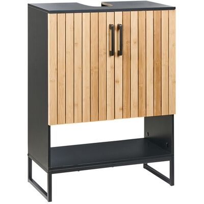 Beliani Meuble De Salle De Bain Sur Pied En Bambou Avec 2 Étagères Structure En Acier Ra - Publicité Beliani Meuble De Salle De Bain Sur Pied En Bambou Avec 2 Étagères Structure En Acier Ra - Publicité