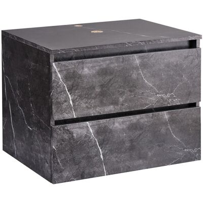 Beliani Meuble De Lavabo Suspendu Façade Cannelée 2 Tiroirs 60 X 47 Cm Effet Marbre Noir - Publicité Beliani Meuble De Lavabo Suspendu Façade Cannelée 2 Tiroirs 60 X 47 Cm Effet Marbre Noir - Publicité
