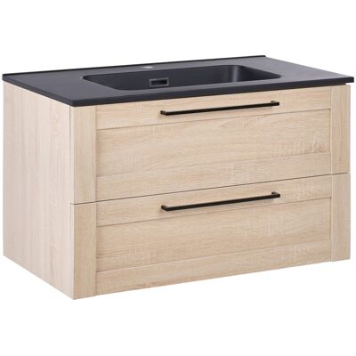 Beliani Meuble Sous-Vasque Avec Lavabo En Bois D'Ingénierie 80 X 47 Cm Marron Clair - Publicité Beliani Meuble Sous-Vasque Avec Lavabo En Bois D'Ingénierie 80 X 47 Cm Marron Clair - Publicité