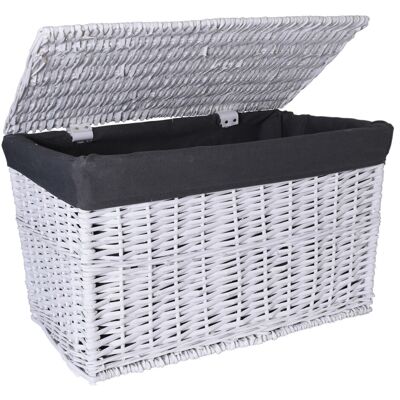 Gockowiak Coffre En Osier 76 X 46 X 46 Cm - 160 L - Blanc Et Gris - Publicité Gockowiak Coffre En Osier 76 X 46 X 46 Cm - 160 L - Blanc Et Gris - Publicité