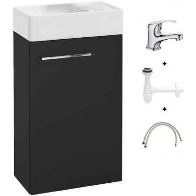 Deftrans Meuble Vasque Suspendu Noir 40 Cm Robinet Compact - Publicité Deftrans Meuble Vasque Suspendu Noir 40 Cm Robinet Compact - Publicité