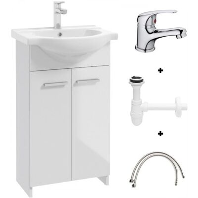 Deftrans Meuble Vasque Marlena 50 Cm Blanc Avec Robinet - Publicité Deftrans Meuble Vasque Marlena 50 Cm Blanc Avec Robinet - Publicité