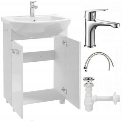 Deftrans Ensemble Mila 60 Cm Blanc, Vasque Et Robinet - Publicité Deftrans Ensemble Mila 60 Cm Blanc, Vasque Et Robinet - Publicité