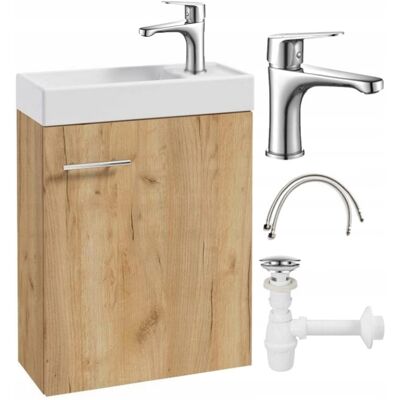 Deftrans Meuble Sdb Suspendu 50 Cm Chêne, Vasque, Robinet - Publicité Deftrans Meuble Sdb Suspendu 50 Cm Chêne, Vasque, Robinet - Publicité
