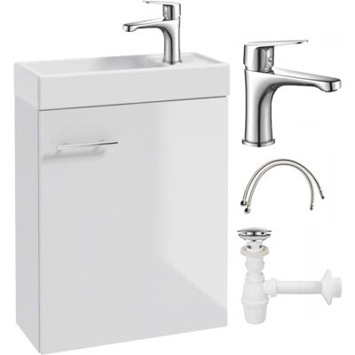 Deftrans Meuble Vasque Suspendu Blanc 50 Cm Avec Robinet - Publicité Deftrans Meuble Vasque Suspendu Blanc 50 Cm Avec Robinet - Publicité