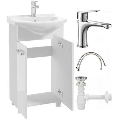 Deftrans Ensemble Salle De Bains Mila 50 Cm Vasque Robinet - Publicité Deftrans Ensemble Salle De Bains Mila 50 Cm Vasque Robinet - Publicité