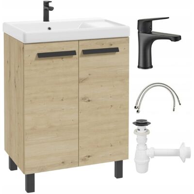 Deftrans Ensemble Bonita, Meuble Vasque 60 Cm, Robinet Noir - Publicité Deftrans Ensemble Bonita, Meuble Vasque 60 Cm, Robinet Noir - Publicité