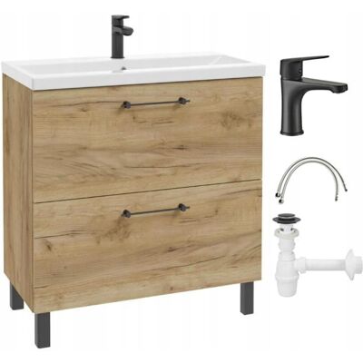 Deftrans Meuble Salle De Bain 80 Cm Avec Vasque, Robinet - Publicité Deftrans Meuble Salle De Bain 80 Cm Avec Vasque, Robinet - Publicité