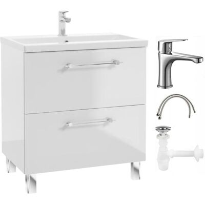 Deftrans Ensemble Salle De Bains 80 Cm Avec Vasque Blanc - Publicité Deftrans Ensemble Salle De Bains 80 Cm Avec Vasque Blanc - Publicité