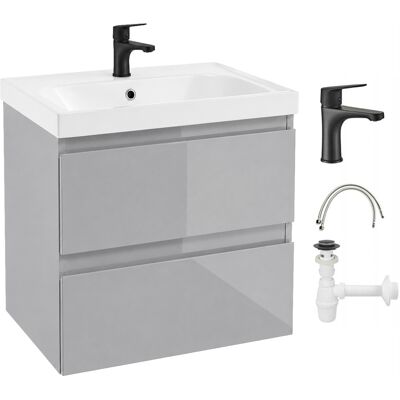 Deftrans Meuble Salle De Bain Suspendu 60 Cm Gris Brillant - Publicité Deftrans Meuble Salle De Bain Suspendu 60 Cm Gris Brillant - Publicité