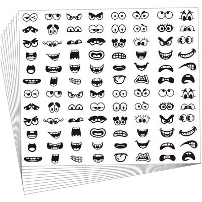 ART 960 Autocollants Yeux Noirs, 48 Motifs, Autocollants D'Expression Du Visage3551 - Publicité ART 960 Autocollants Yeux Noirs, 48 Motifs, Autocollants D'Expression Du Visage3551 - Publicité