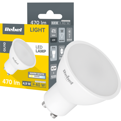 Ampoule Led Gu10 5w 3000k 230v Rebel - Publicité Ampoule Led Gu10 5w 3000k 230v Rebel - Publicité