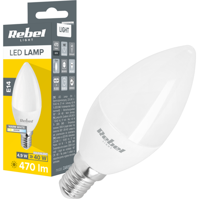 Ampoule Led 5w Bougie 3000k 230v Rebel - Publicité Ampoule Led 5w Bougie 3000k 230v Rebel - Publicité