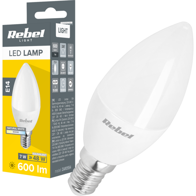 Ampoule Led Bougie 7w E14 4000k Rebel - Publicité Ampoule Led Bougie 7w E14 4000k Rebel - Publicité